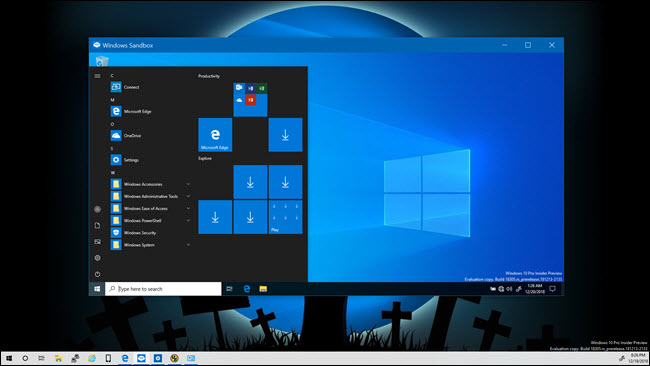 ميزة Windows Sandbox في نسخة ويندوز Windows 10 v1903